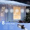 Christmas Snowflake Icicle Lights – 10.5 ft Plug-In LED Window Hanging Lights, 5 Drops with 240 LEDs, 8 Modes, Indoor & Outdoor Decoration for Porch, Eaves, Rooftop, Pergola